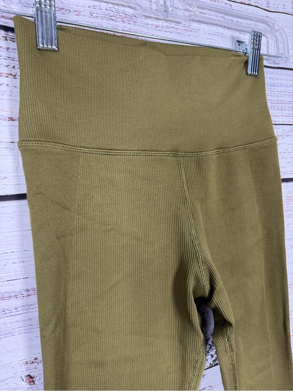 Athleta Olive Green Ribbed High Rise Leggings XS Compressive Feel Workout - Picture 4 of 6